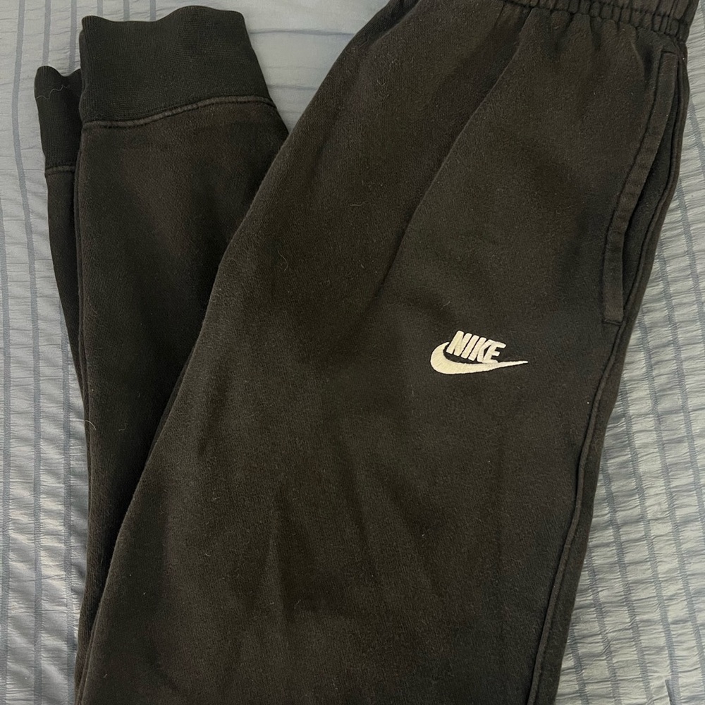 Nike Men’s Black Sweat Fleece Joggers with White Swoosh XS